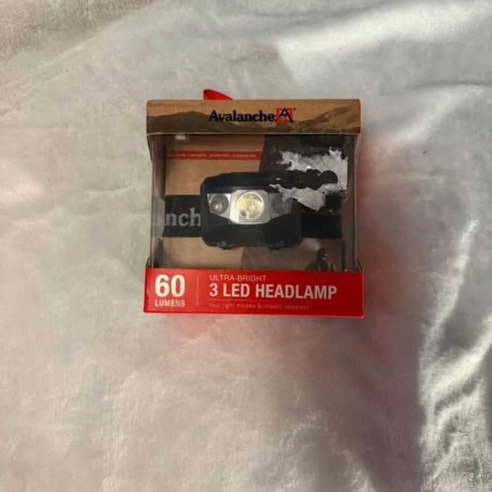 Avalanche 3 LED Headlamp 60 Lumens Camping Hiking Work Light NIB